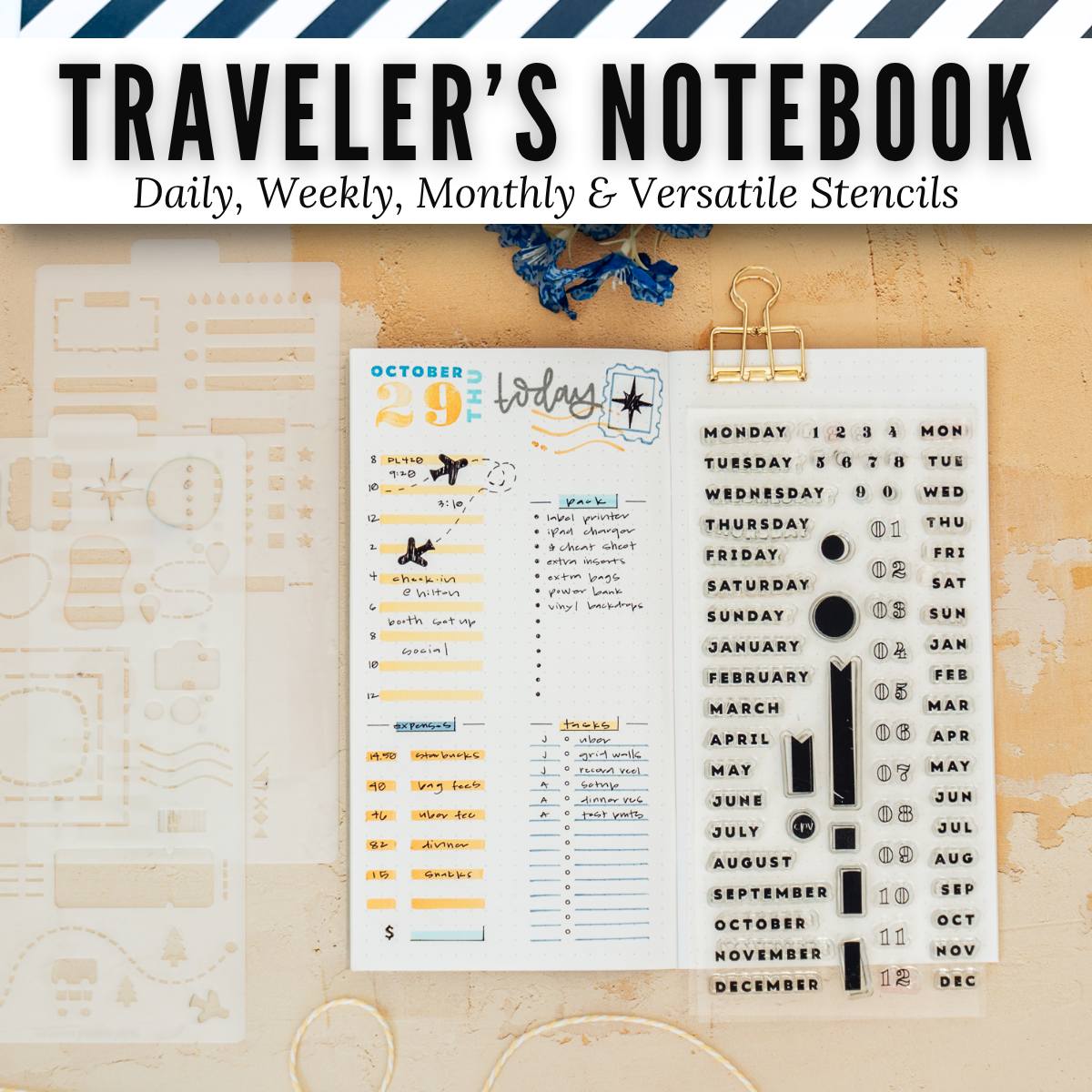 Traveler's Notebook Planner Stencils