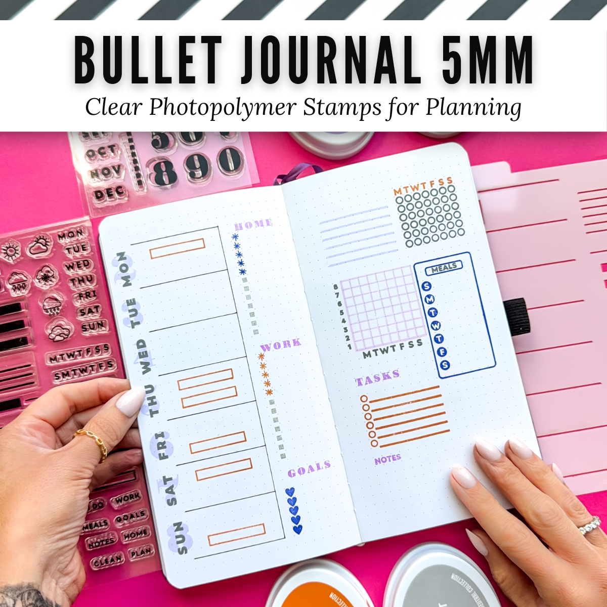 Bullet Journal 5mm Grid Clear Photopolymer Stamps
