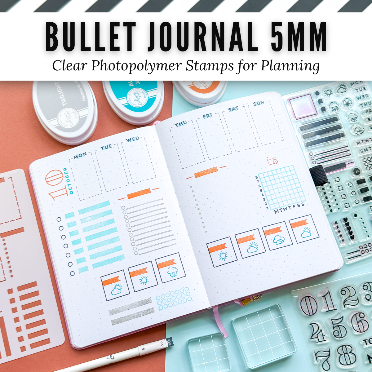 Bullet Journal 5mm Grid Clear Photopolymer Stamps