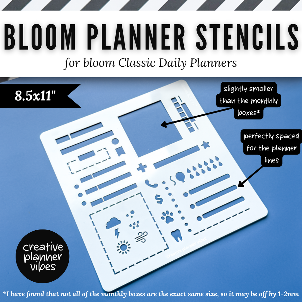Bloom Classic Daily Planner Stencils | 8.5x11" and 5.5" x 8.25" Sizes image 3