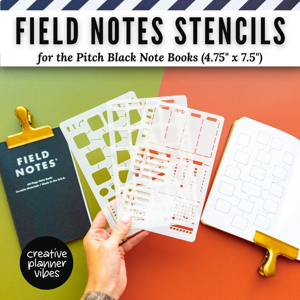 Field Notes Pitch Black Note Book Stencils (4.75" x 7.5")