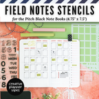 Field Notes Pitch Black Note Book Stencils (4.75" x 7.5")