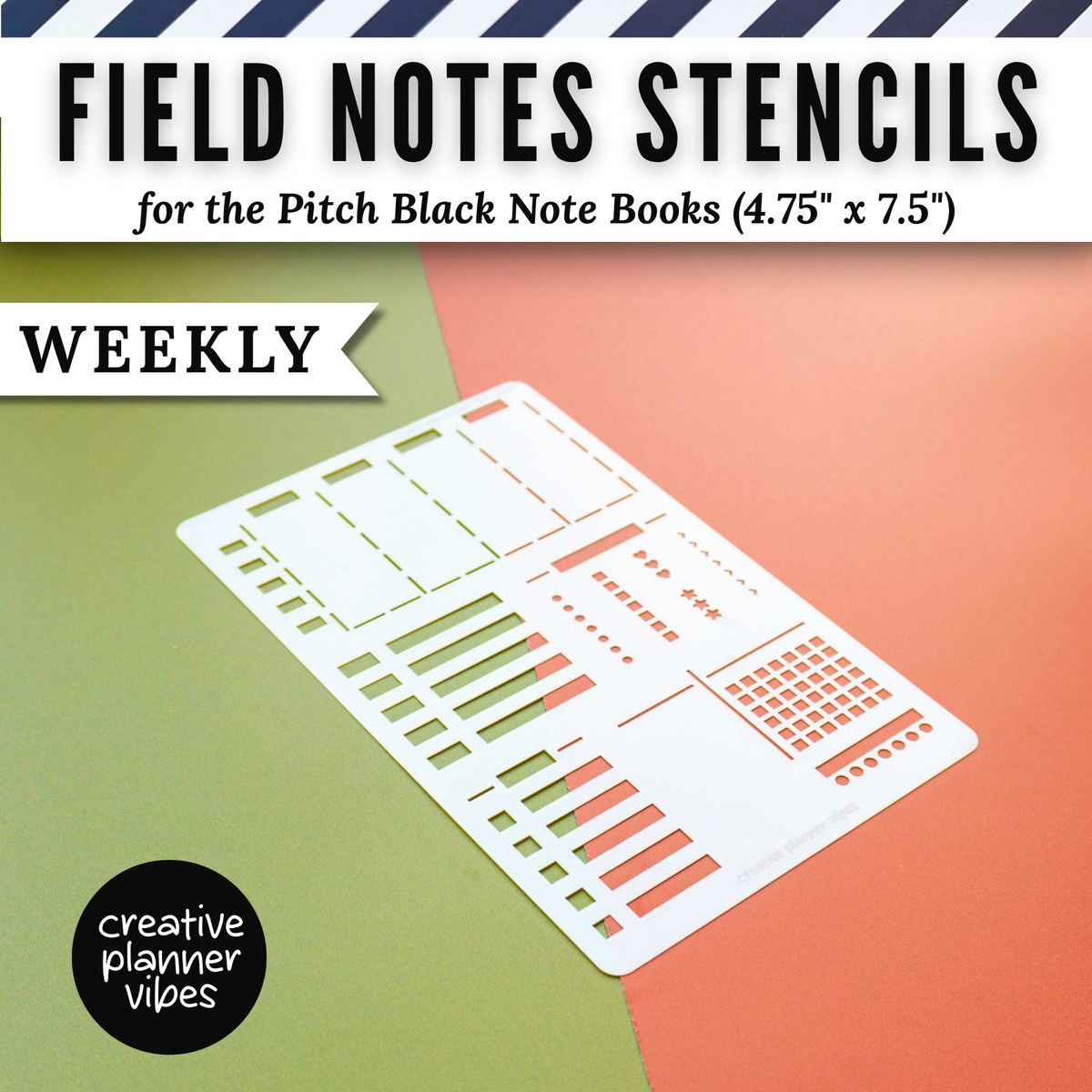 Field Notes Pitch Black Note Book Stencils (4.75" x 7.5")