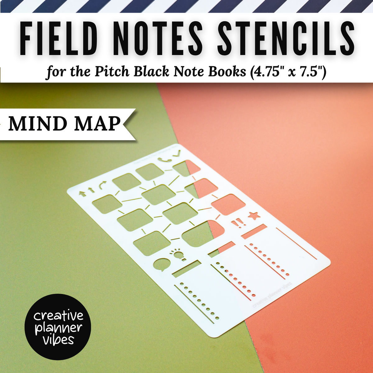 Field Notes Pitch Black Note Book Stencils (4.75" x 7.5")