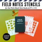 Field Notes Pitch Black Note Book Stencils (4.75" x 7.5")