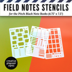 Field Notes Pitch Black Note Book Stencils (4.75" x 7.5")