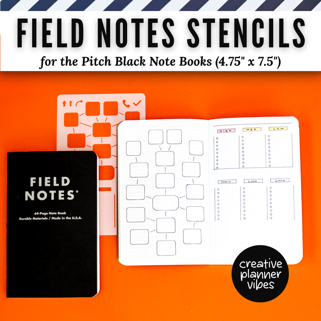 Field Notes Pitch Black Note Book Stencils (4.75" x 7.5")