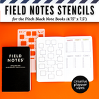 Field Notes Pitch Black Note Book Stencils (4.75" x 7.5")
