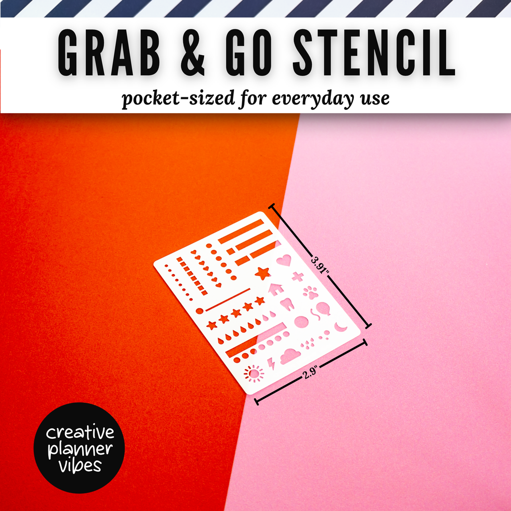Grab & Go Stencil dimensions: 2.9 x 3.91 inches