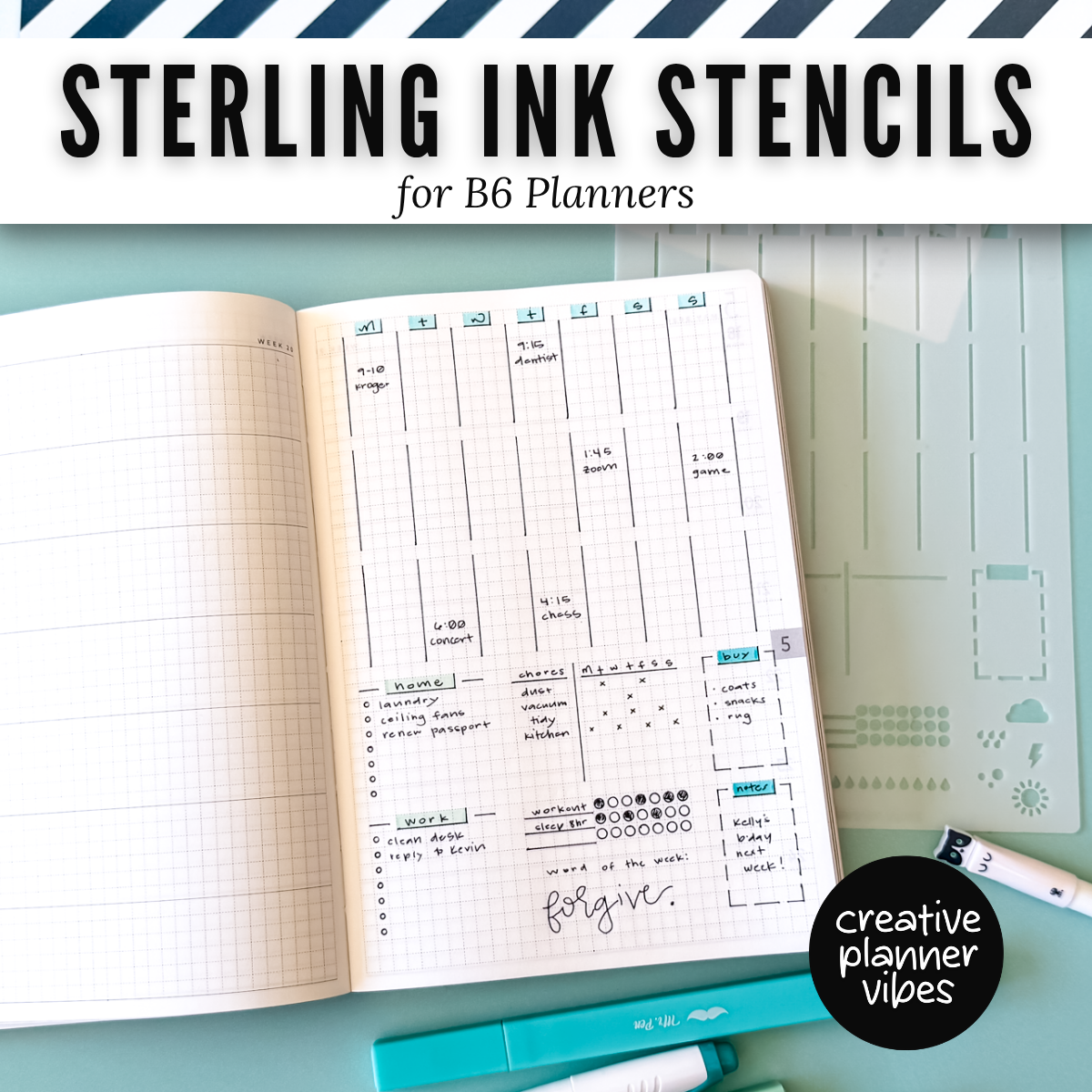 Sterling Ink B6 Planner Stencils