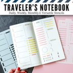 Weekly and Daily spreads made with the Traveler's Notebook stencils