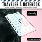 Traveler's Notebook Weekly stencil, 4.23 x 8.54 inches, fits any 5mm grid