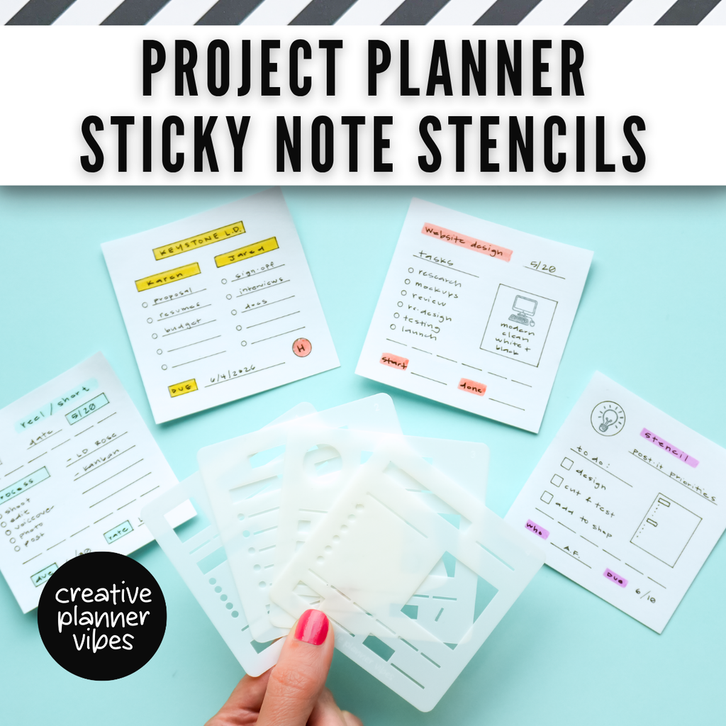 Project Planner Stencils 3"x3" | Pack of 4 | Kanban & Project Management image 0